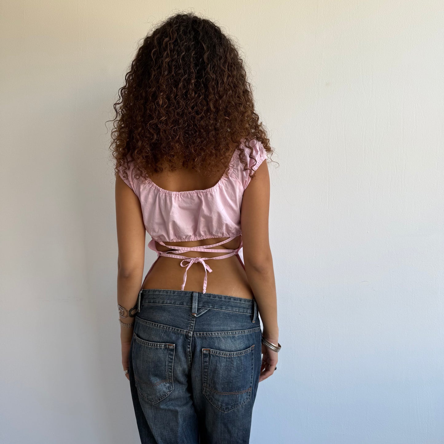 Pink milkmaid backless top - Size S