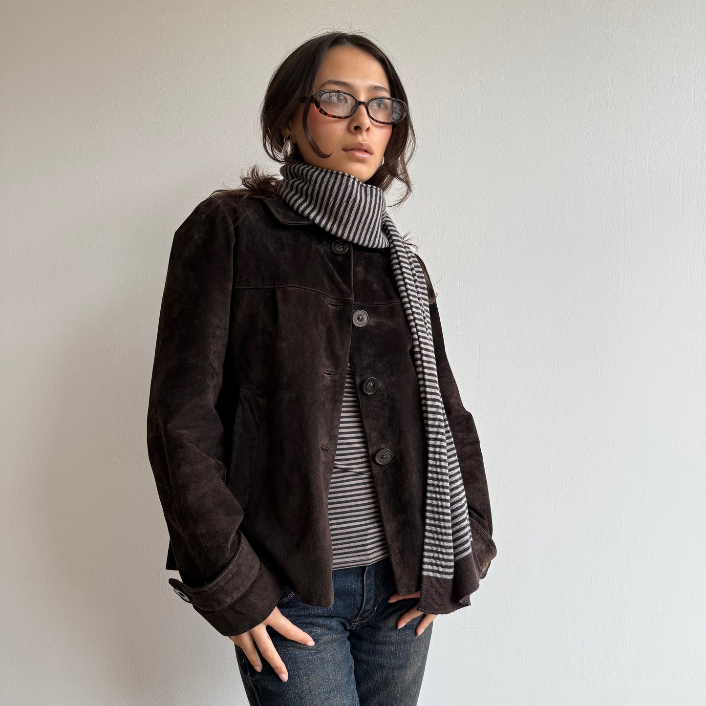 Brown stripe scarf - OS