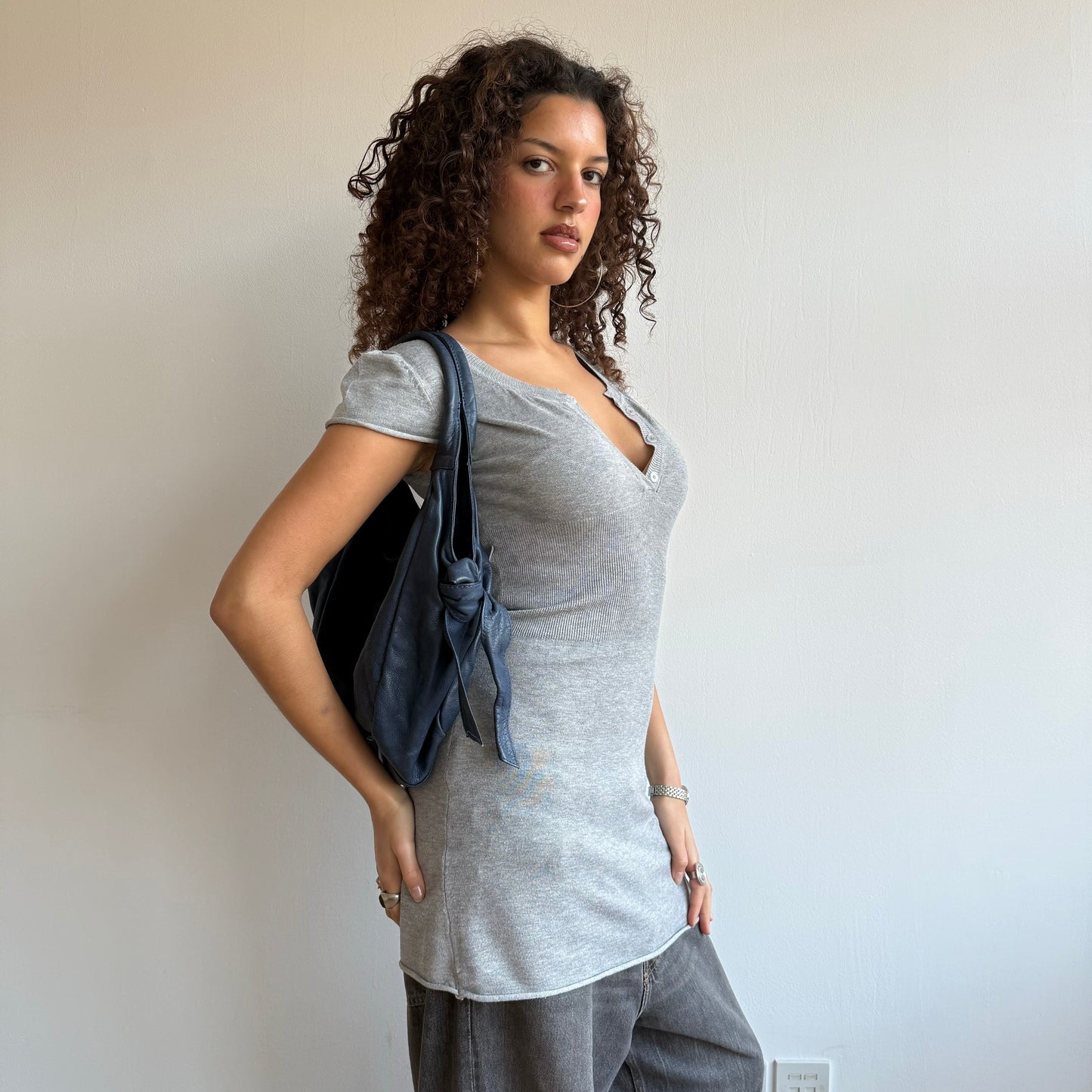 Blue leather bag