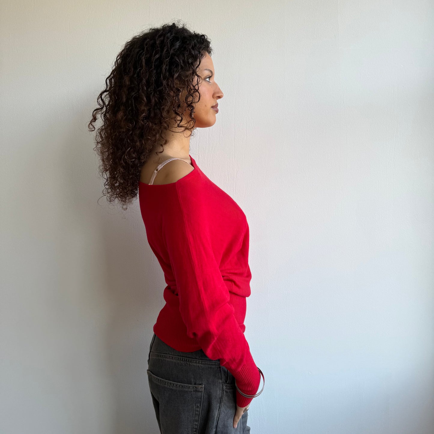 Red slouchy knit jumper - Size S-M