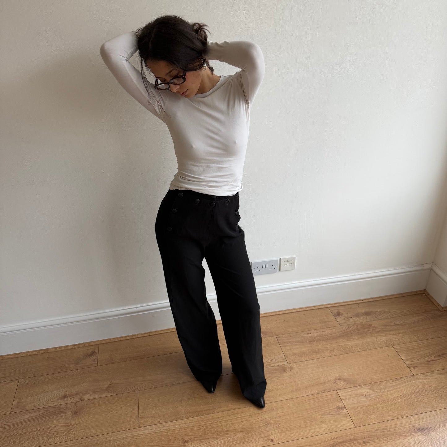 Black button front trousers - Sizes XXS and S