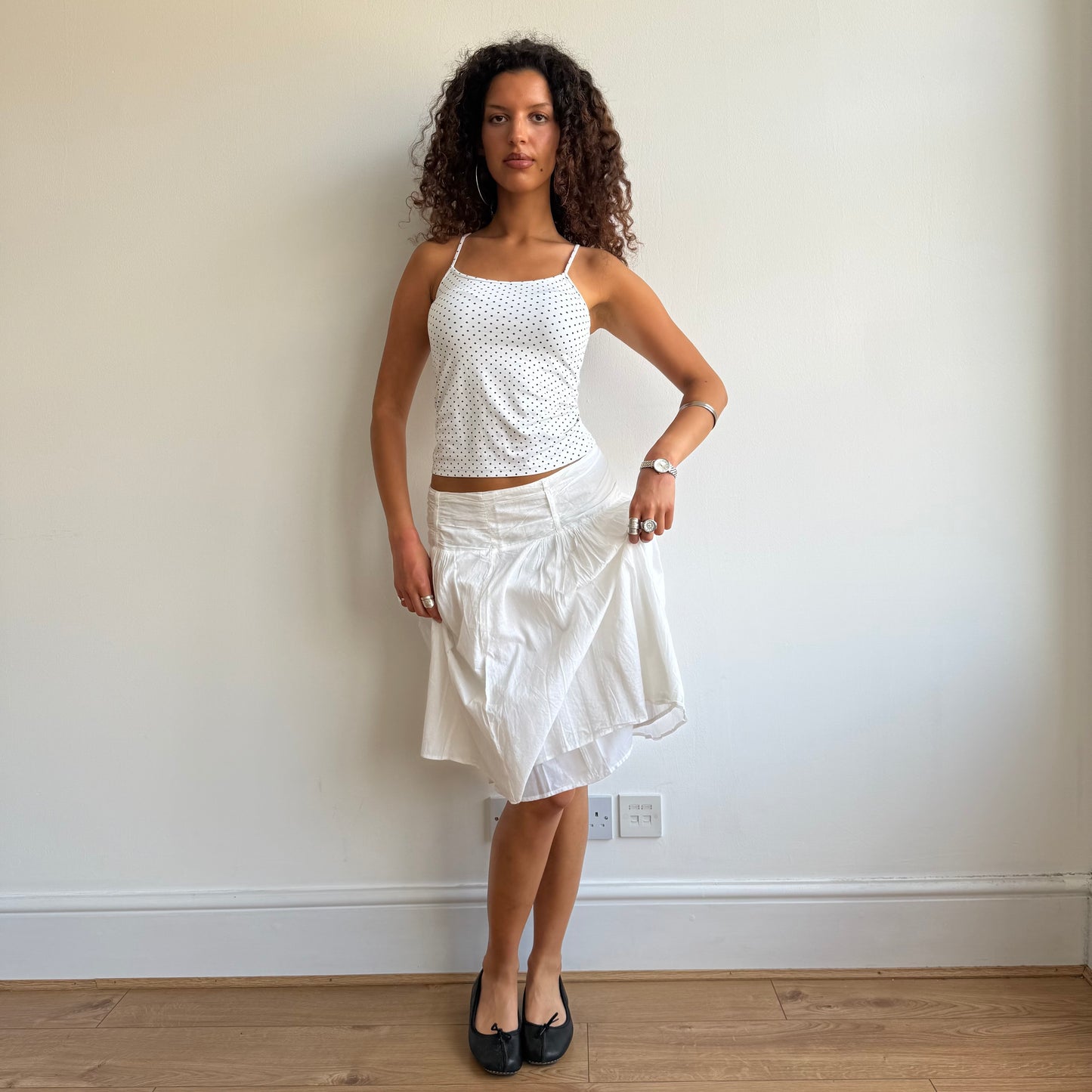 White pleat midi skirt - Size S/M