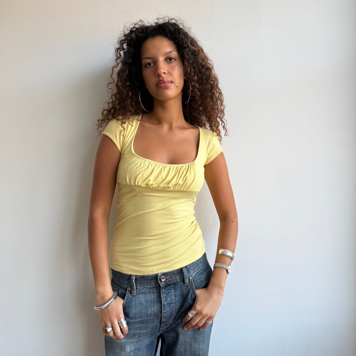 Yellow keyhole top - Size S