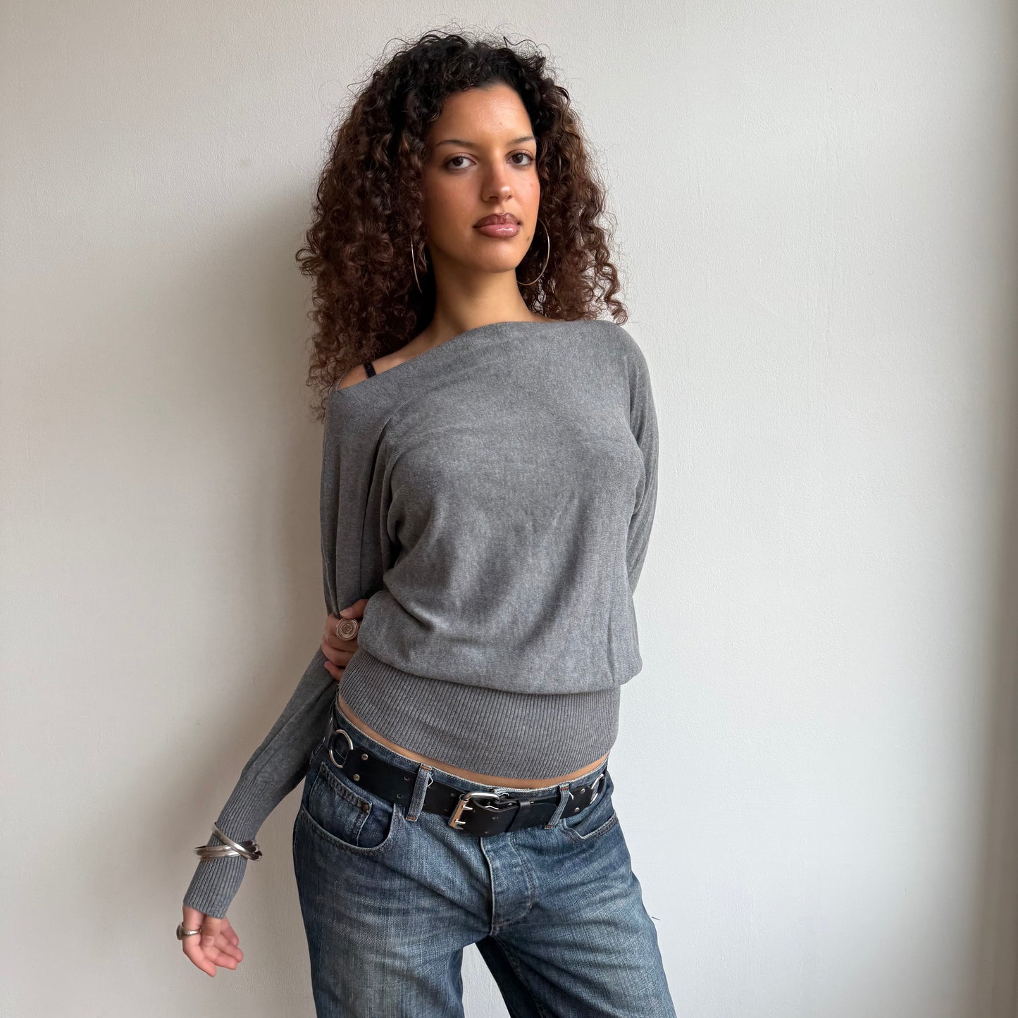 Grey slouchy knit jumper - Size S