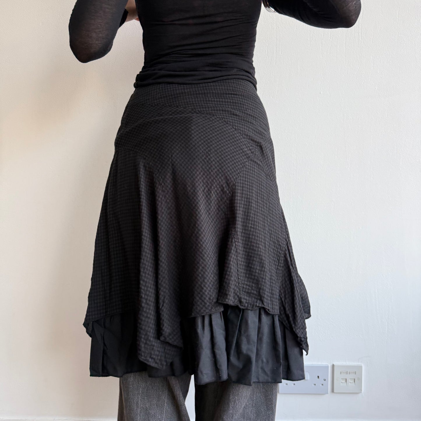 Black plaid midi skirt - Size XS