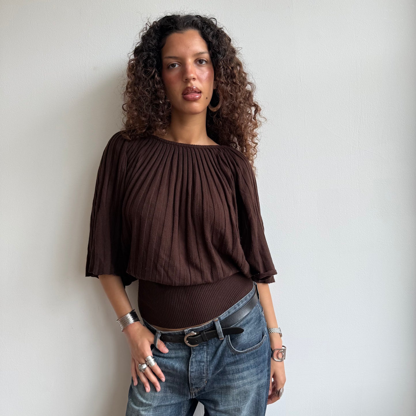 Brown batwing knit - Size L
