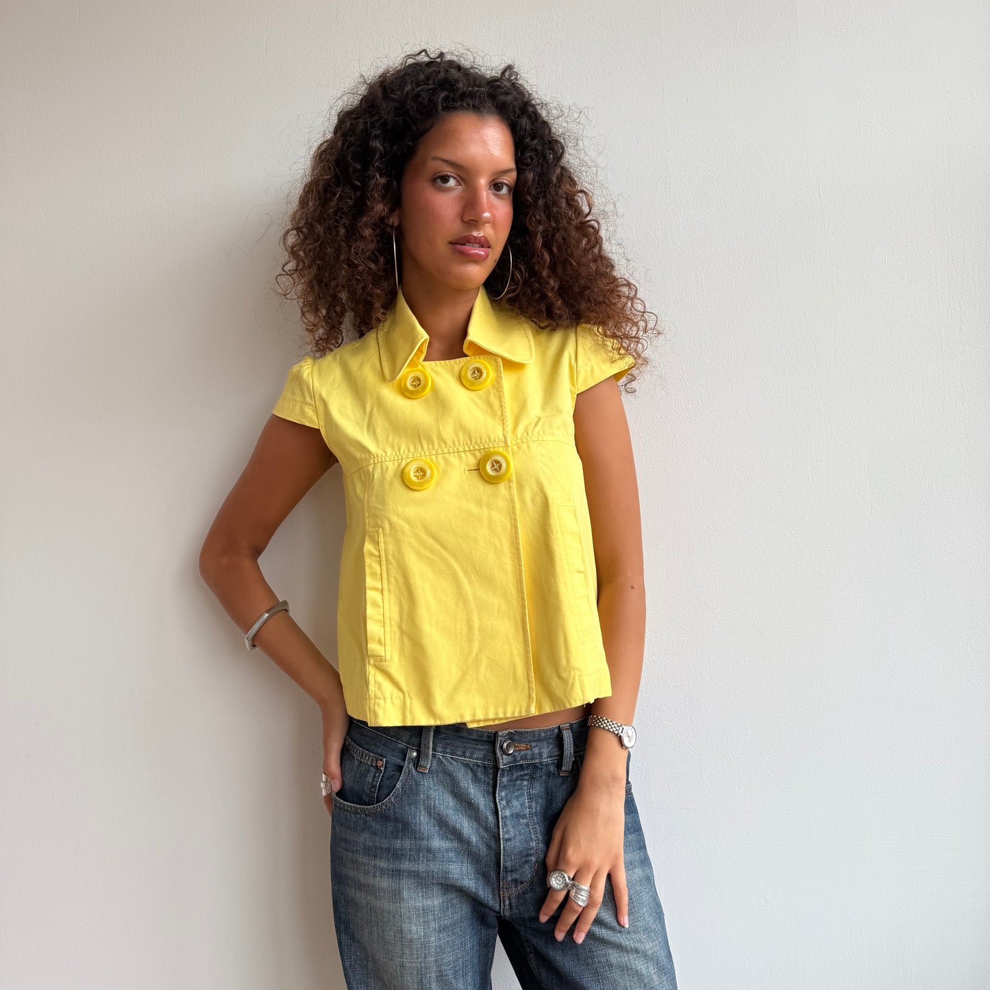 Yellow short sleeve peacoat - Size S