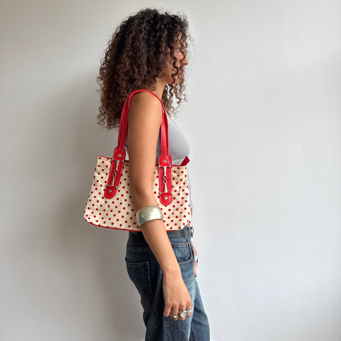 Red polka dot bag