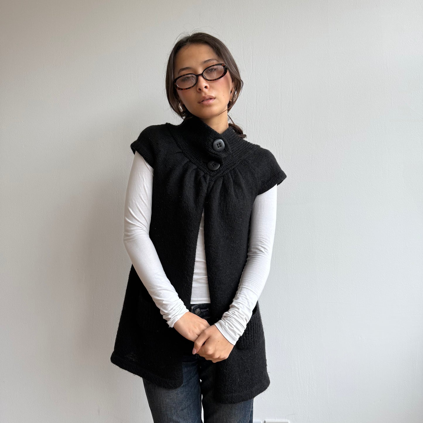 Black knit gilet - Size M
