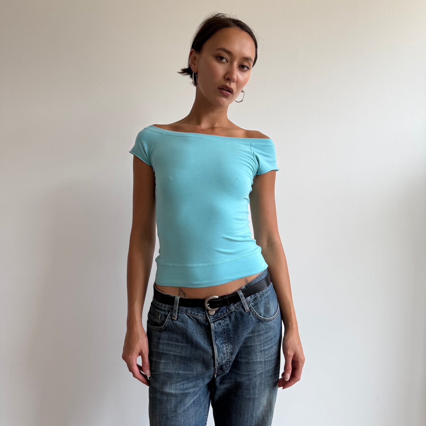 Blue Bardot top - Size S