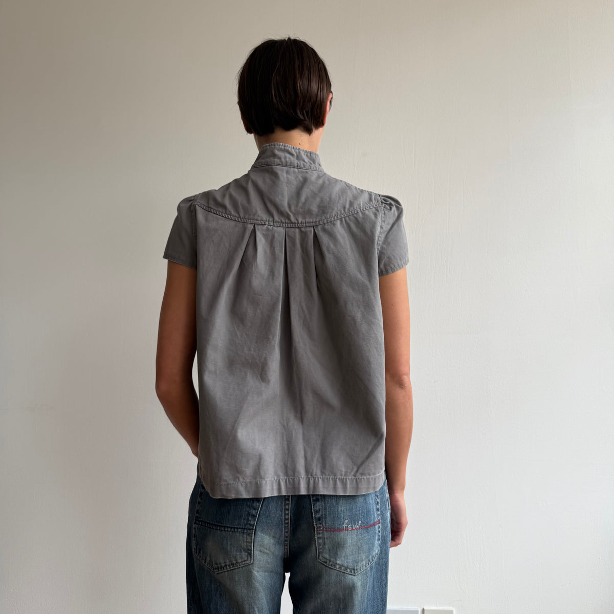 Grey short sleeve peacoat - Size M