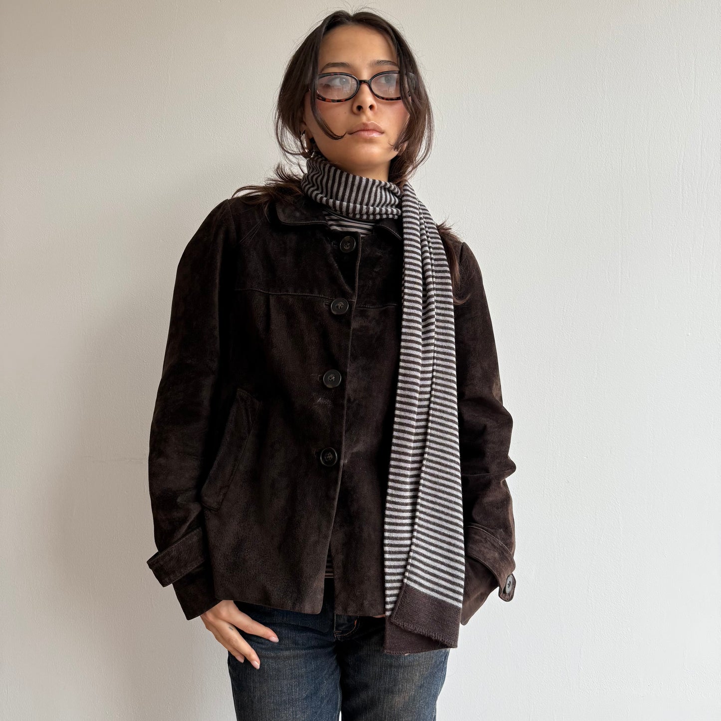 Brown stripe scarf - OS