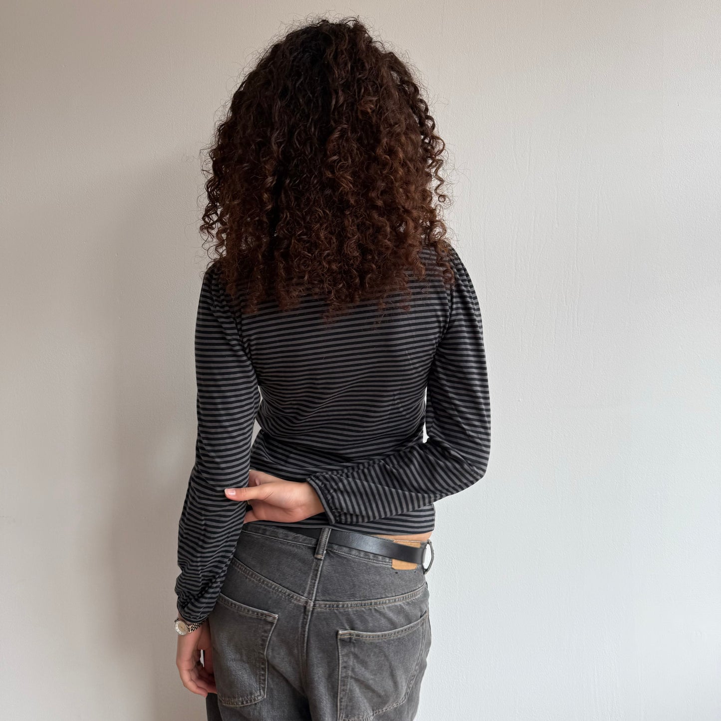Grey stripe roll neck - Size S