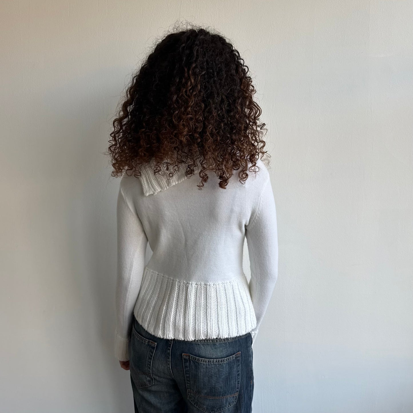 White button knit jumper - Size M