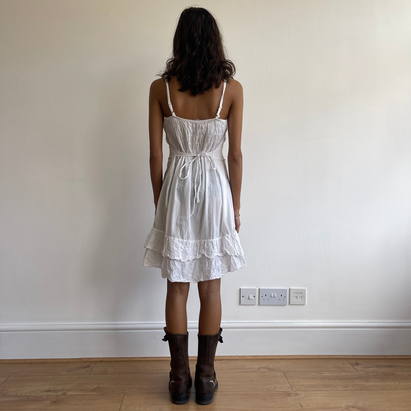 White broderie mini dress - Size S