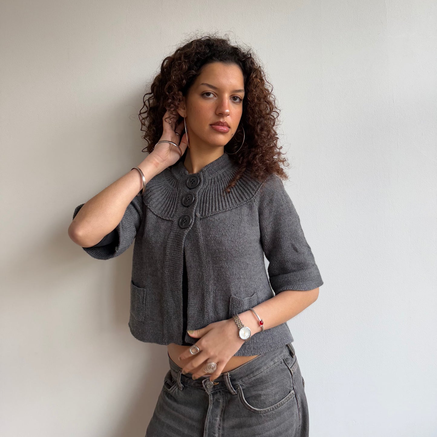 Grey knit Cardi - Size S