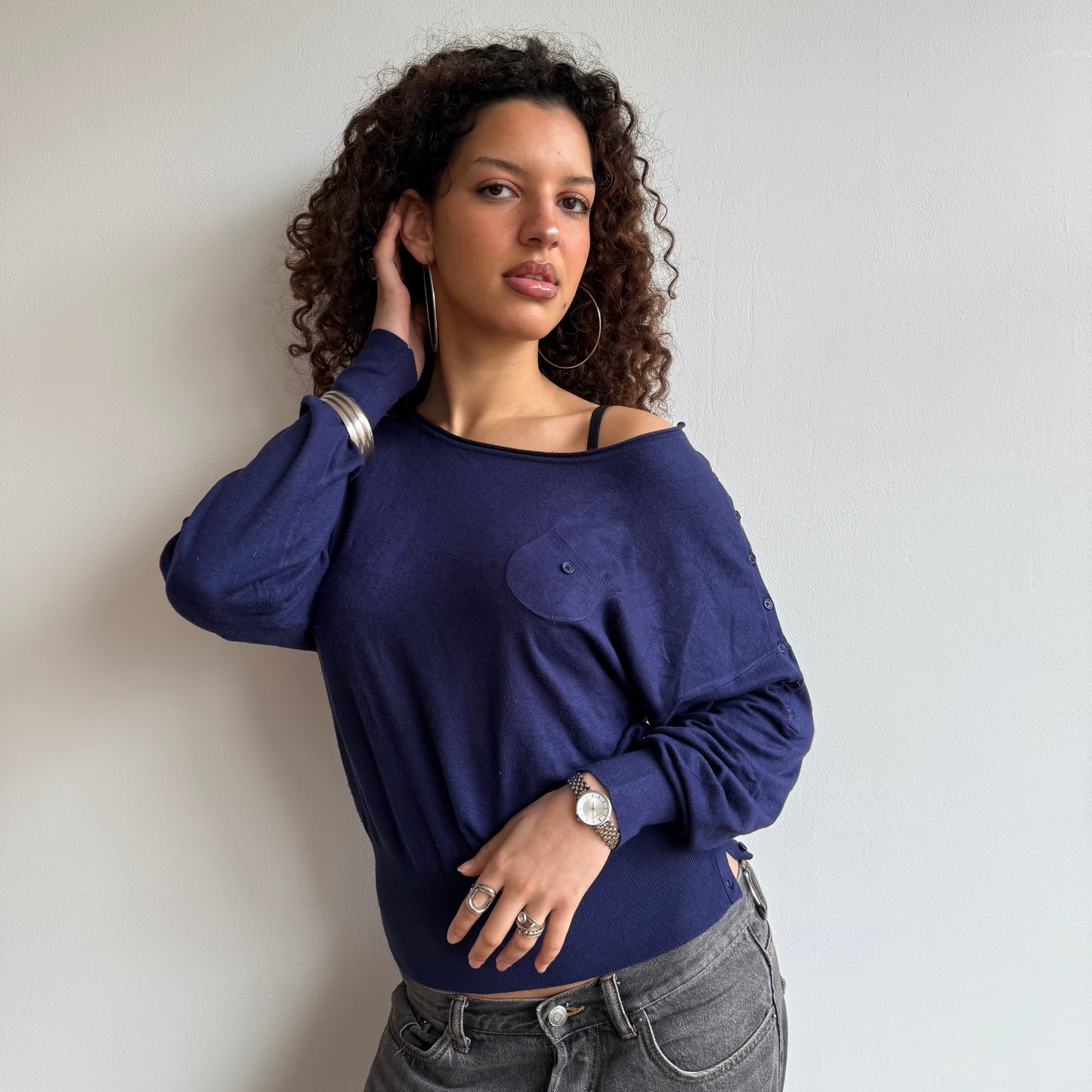 Blue slouchy knit jumper - Size S