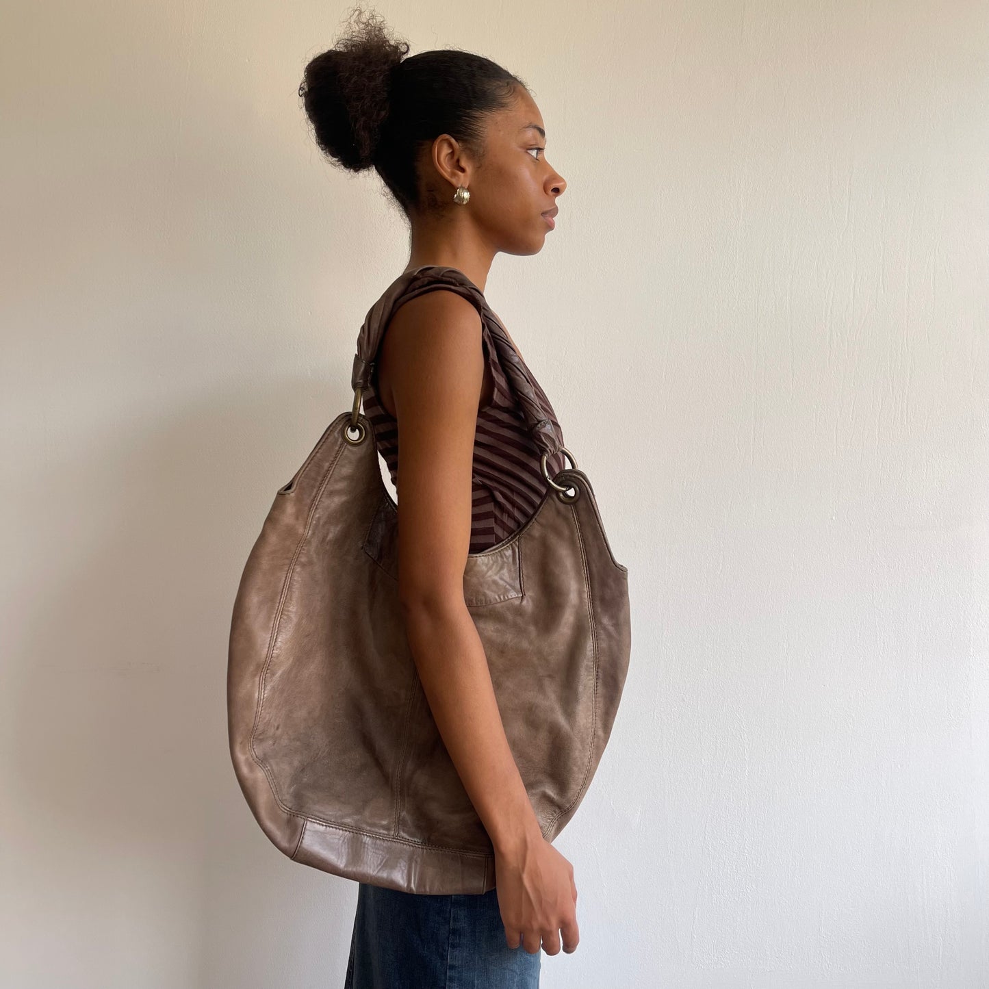 Large leather boho bag
