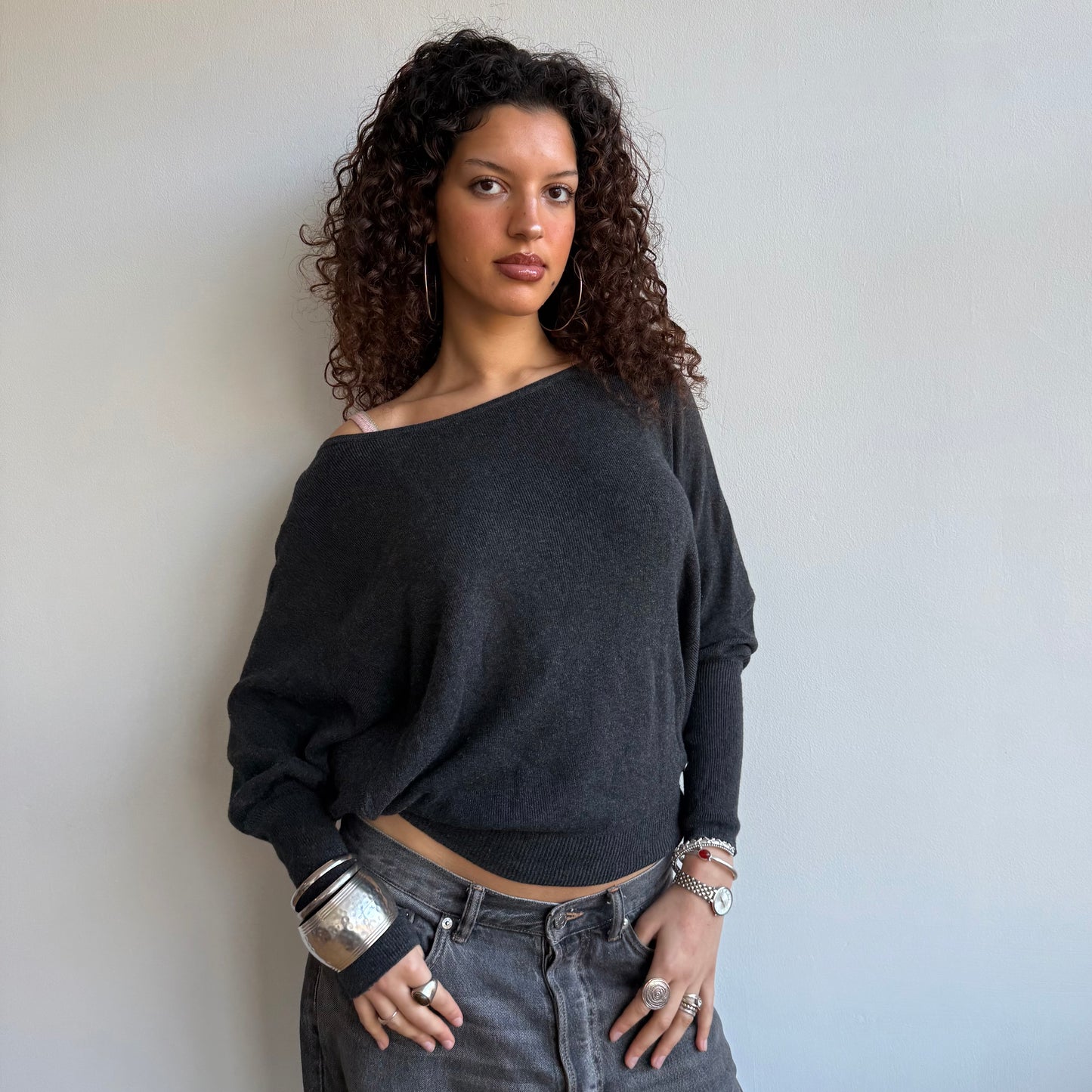 Grey batwing knit - Size S