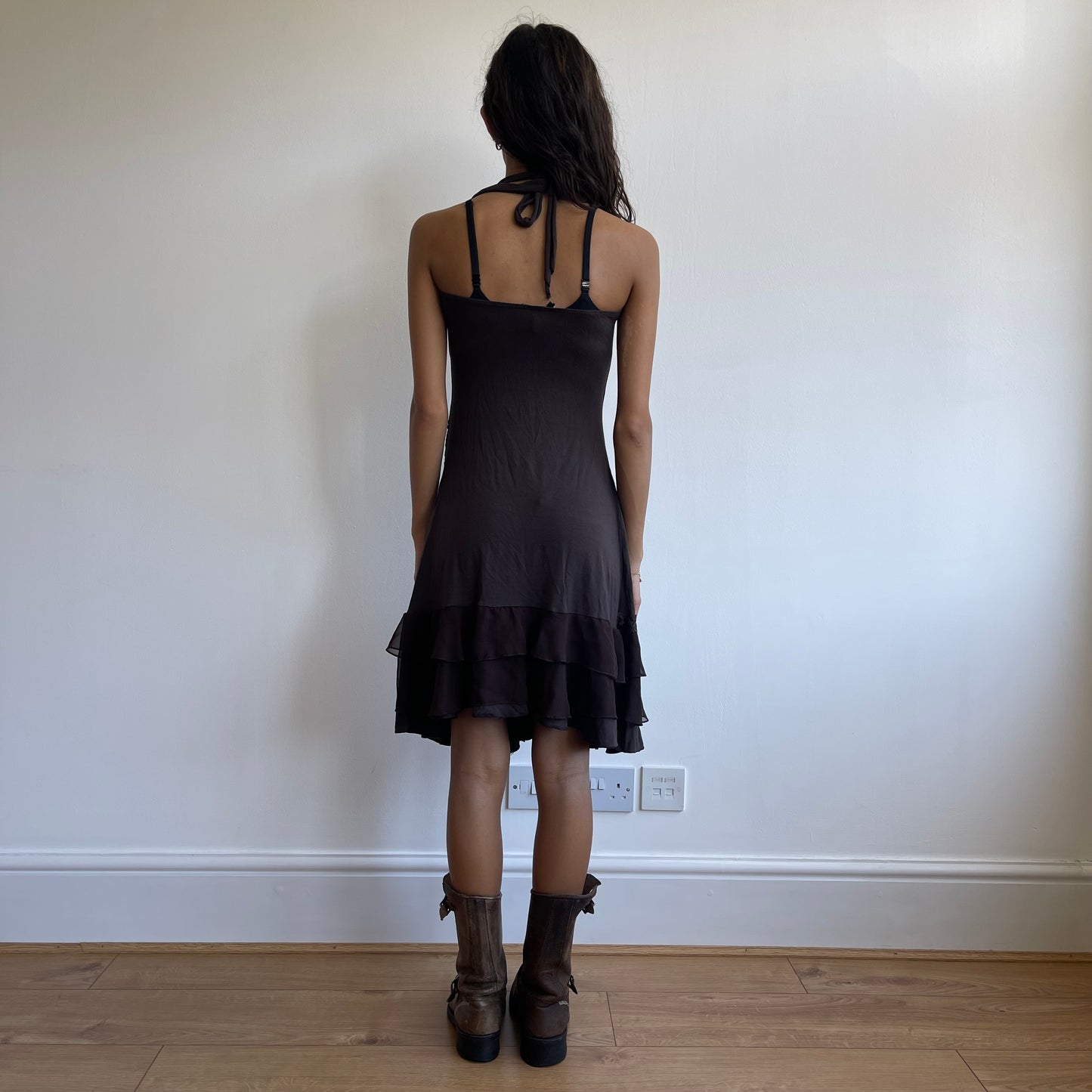 Brown boho halter dress - Size S/M