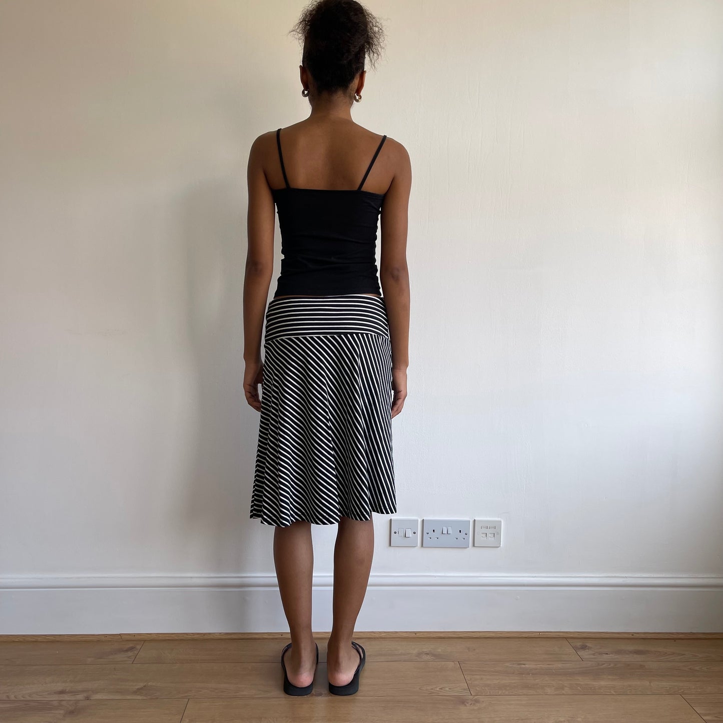 Black striped midi skirt - Size S