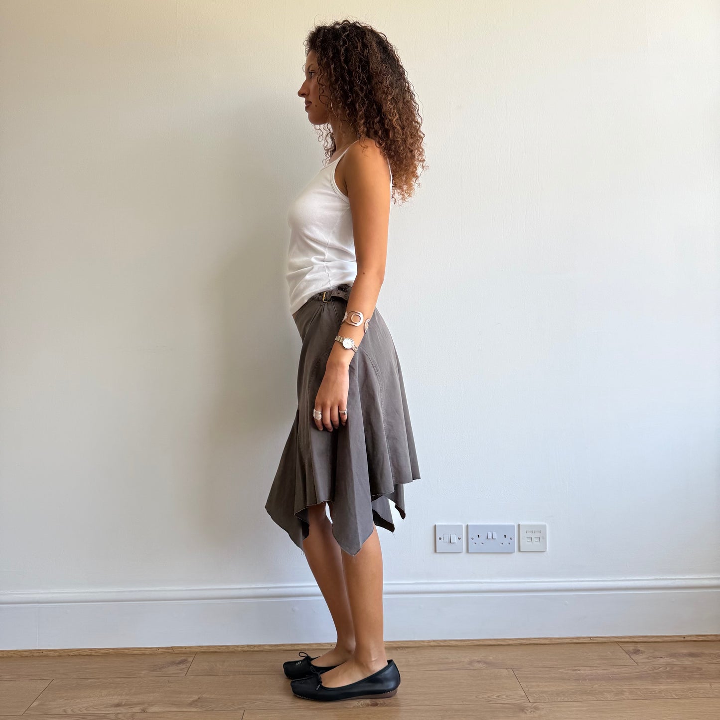 Khaki buckle midi skirt - Size M