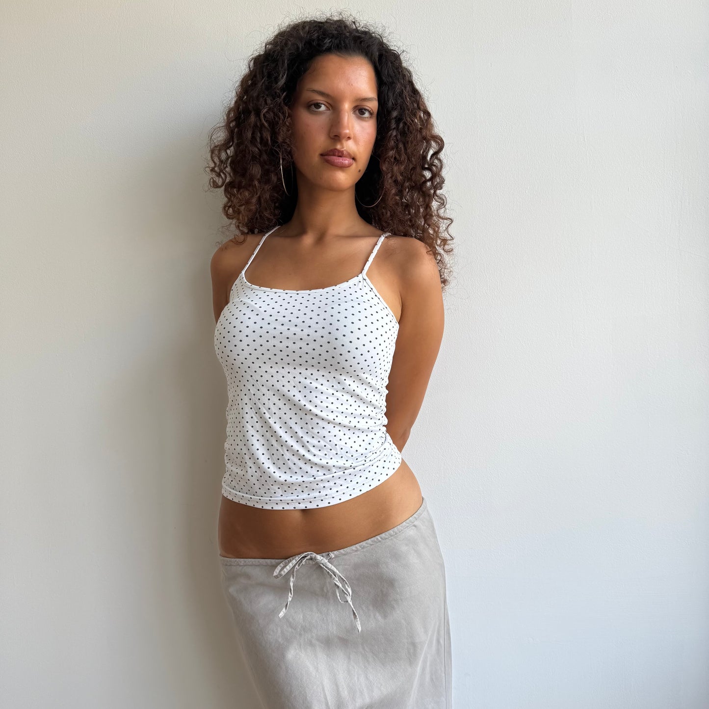 Taupe linen midi skirt - Size S