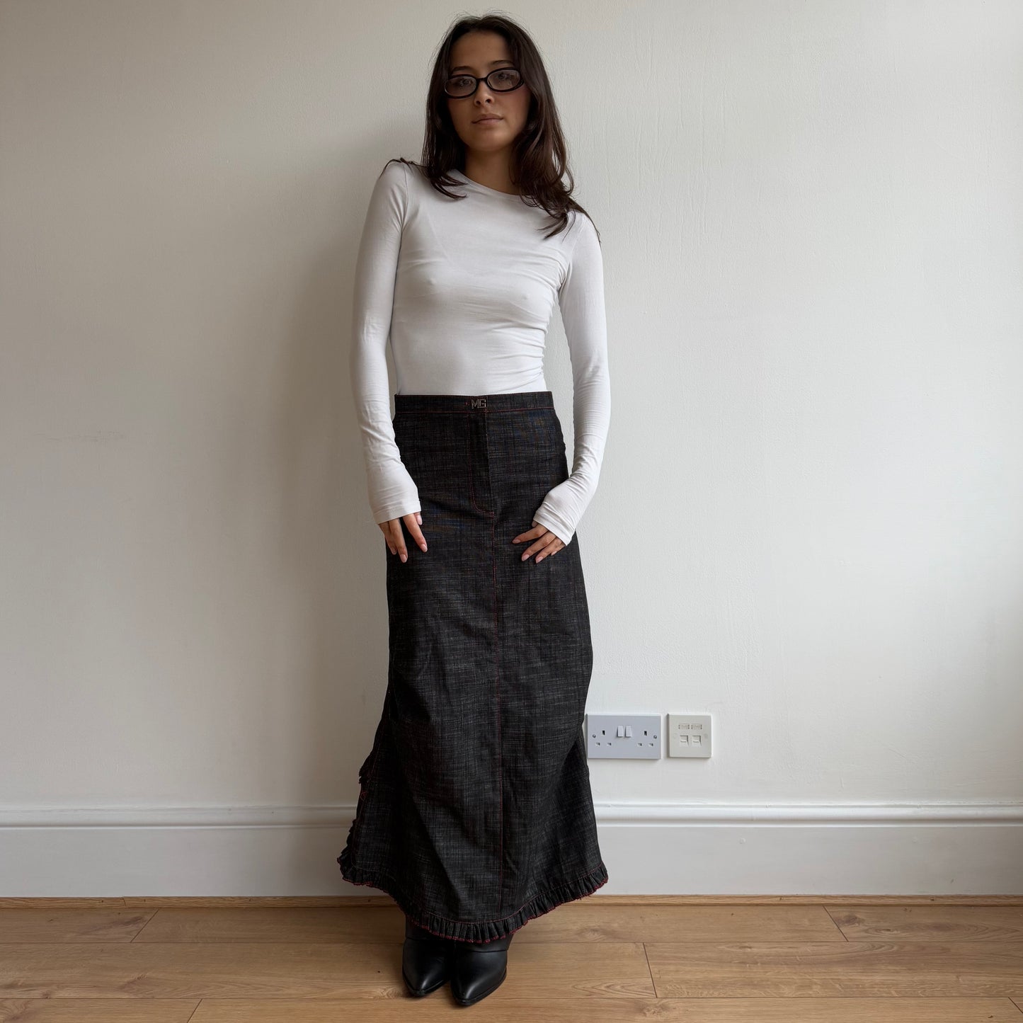 Dark denim ruffle skirt - Size XS