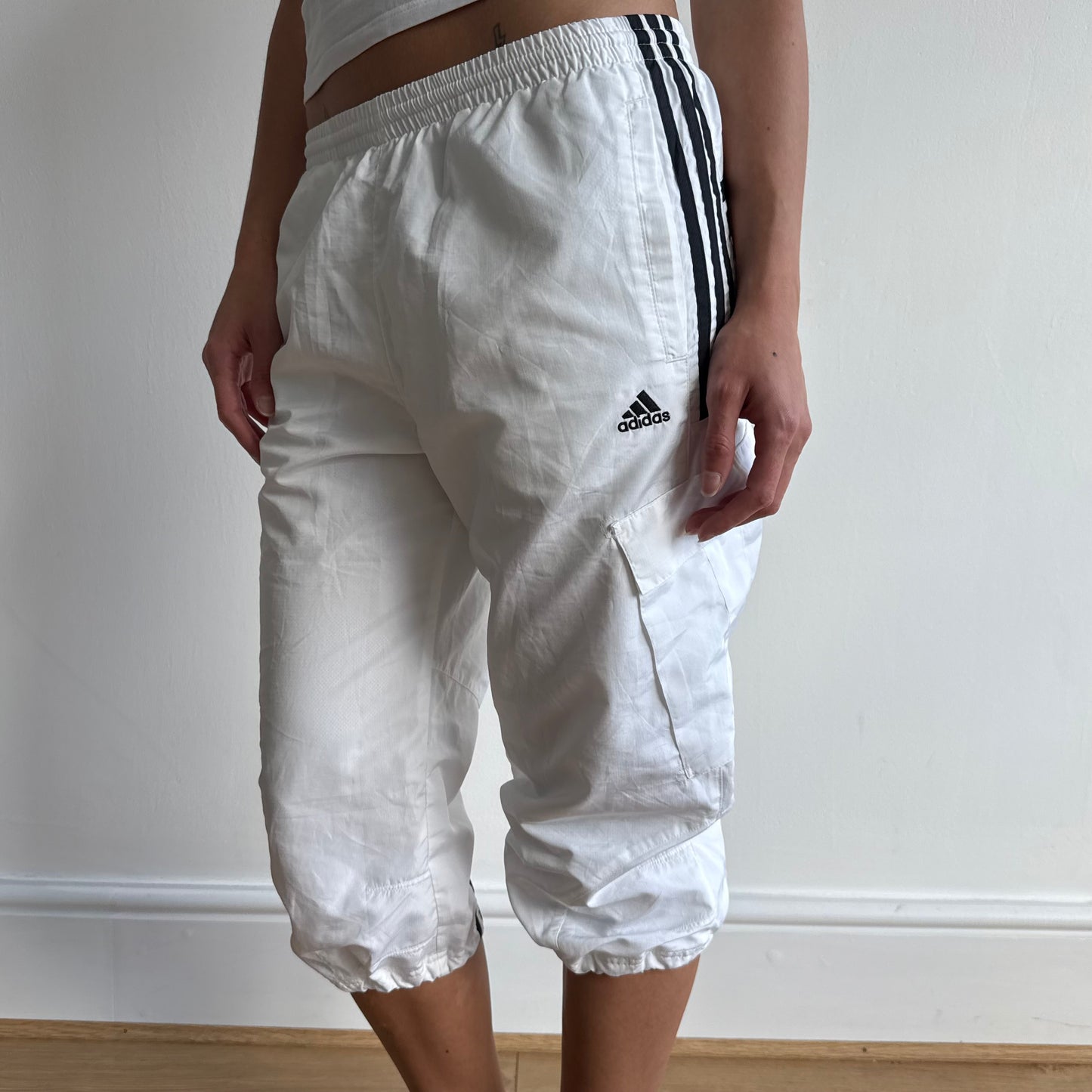 White Adidas cargo capris - Size XS