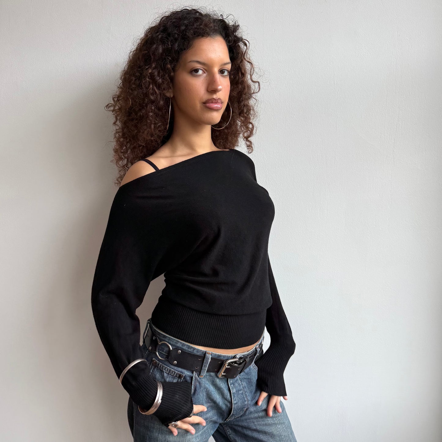Black slouchy knit jumper - Size S