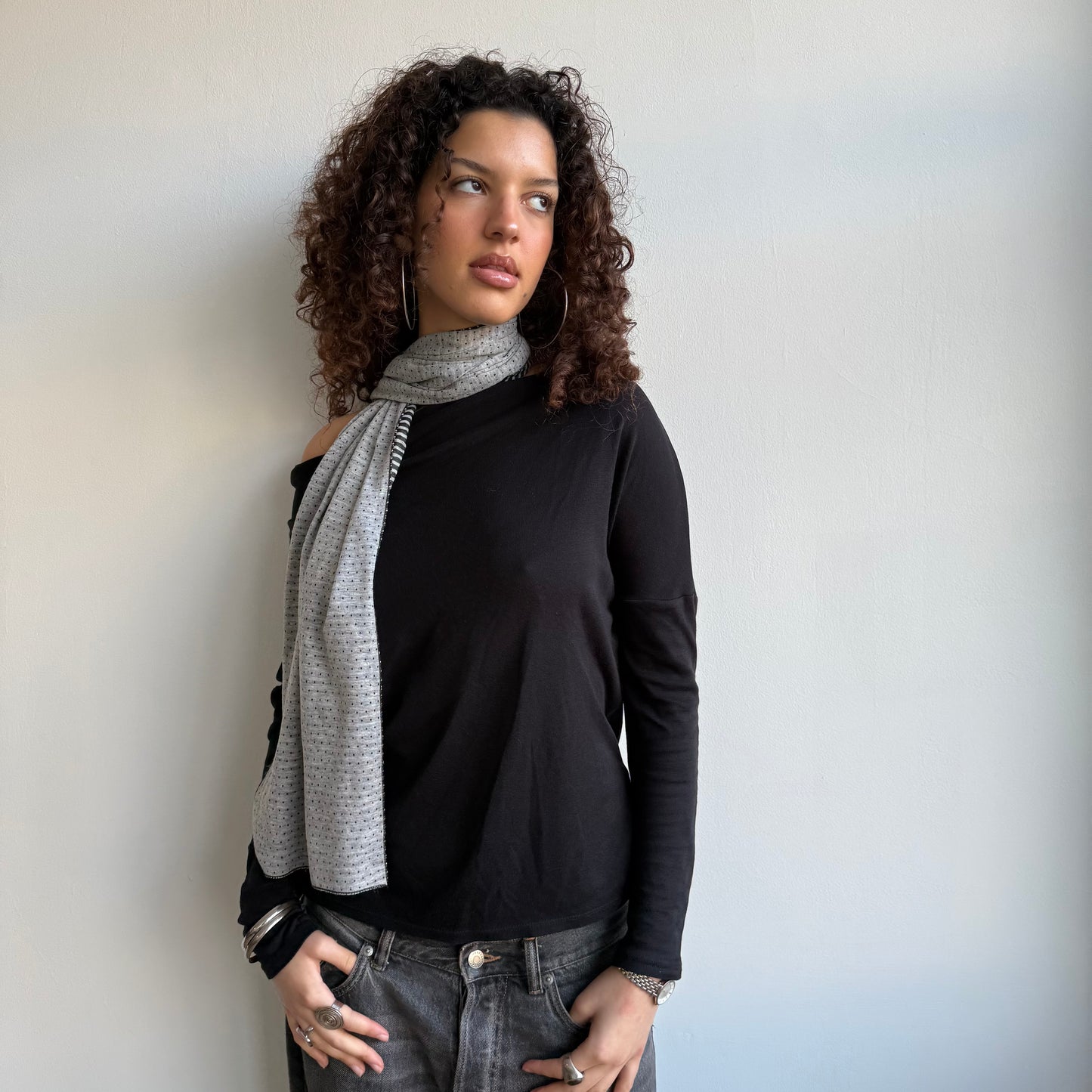 Polka dot / striped scarf