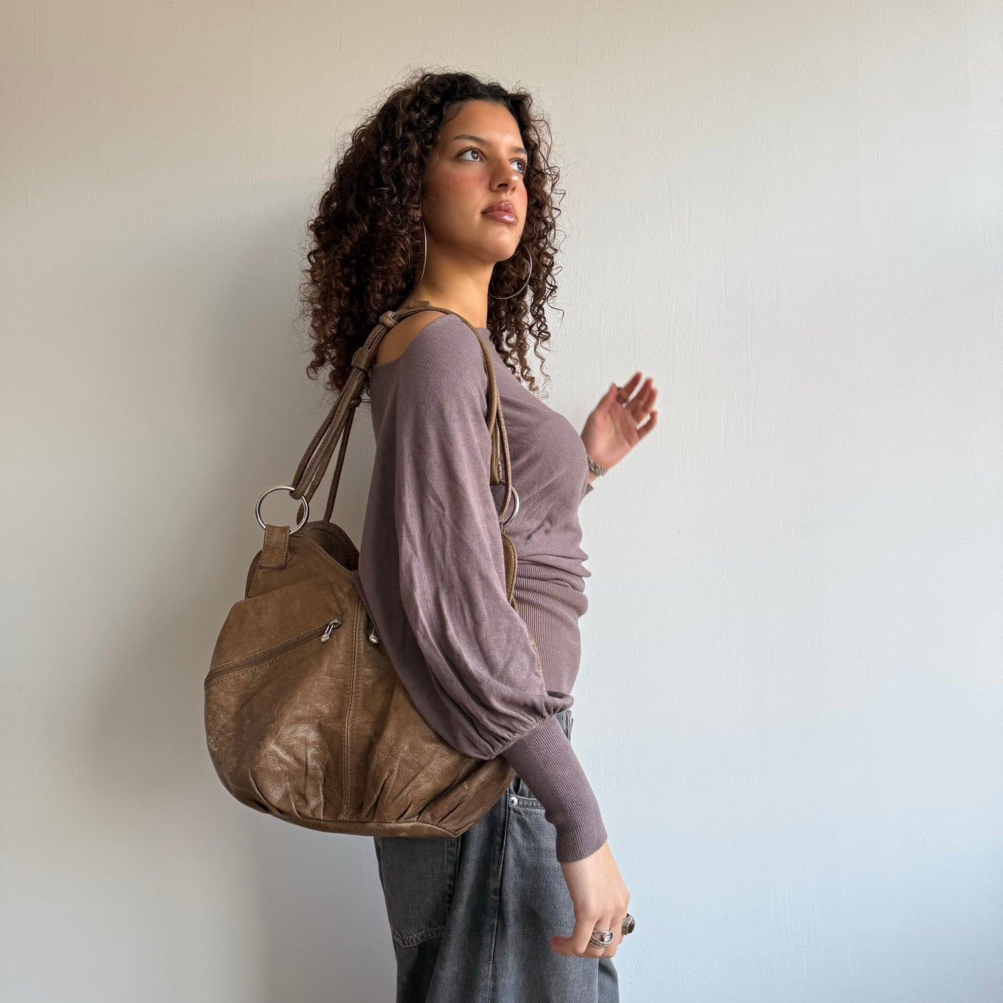 Brown slouchy bag