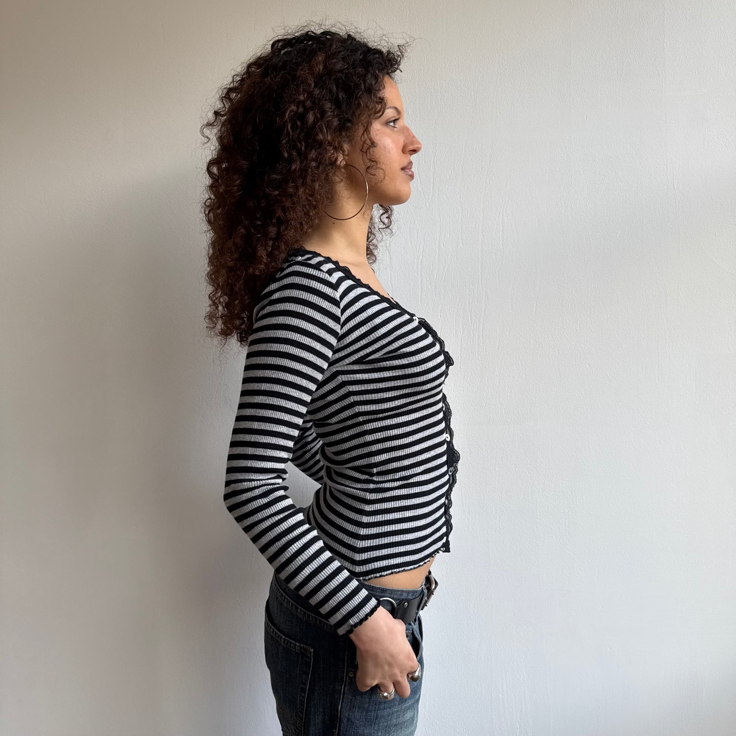 Grey striped cardigan - Size S