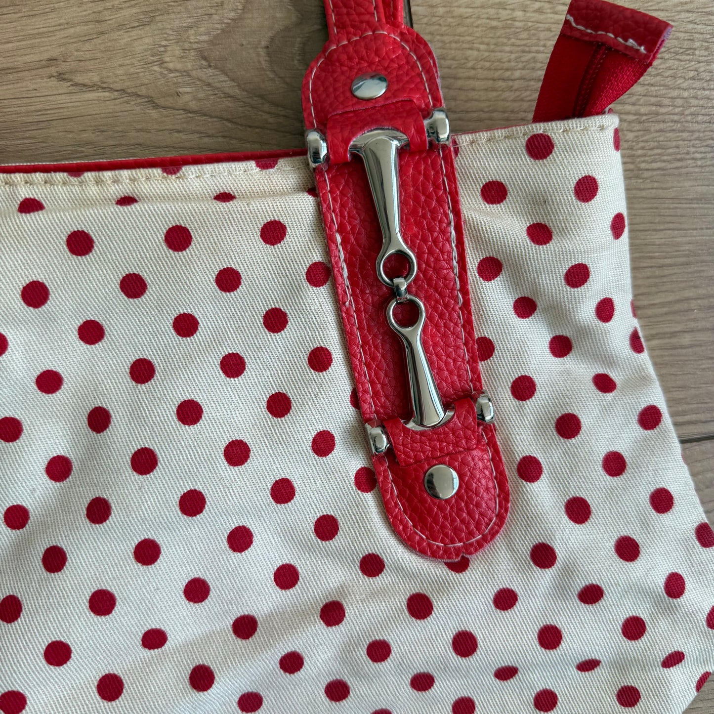 Red polka dot bag