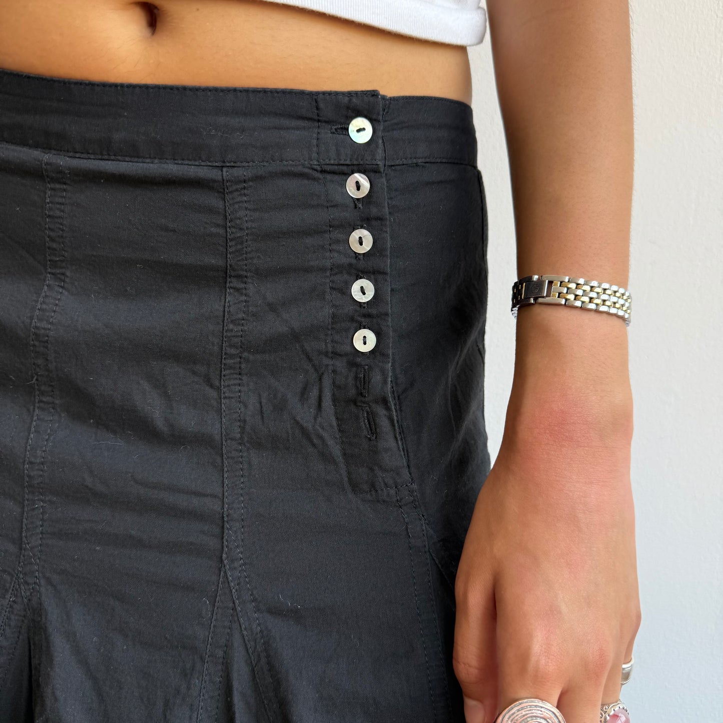 Black pleat button skirt - Size M
