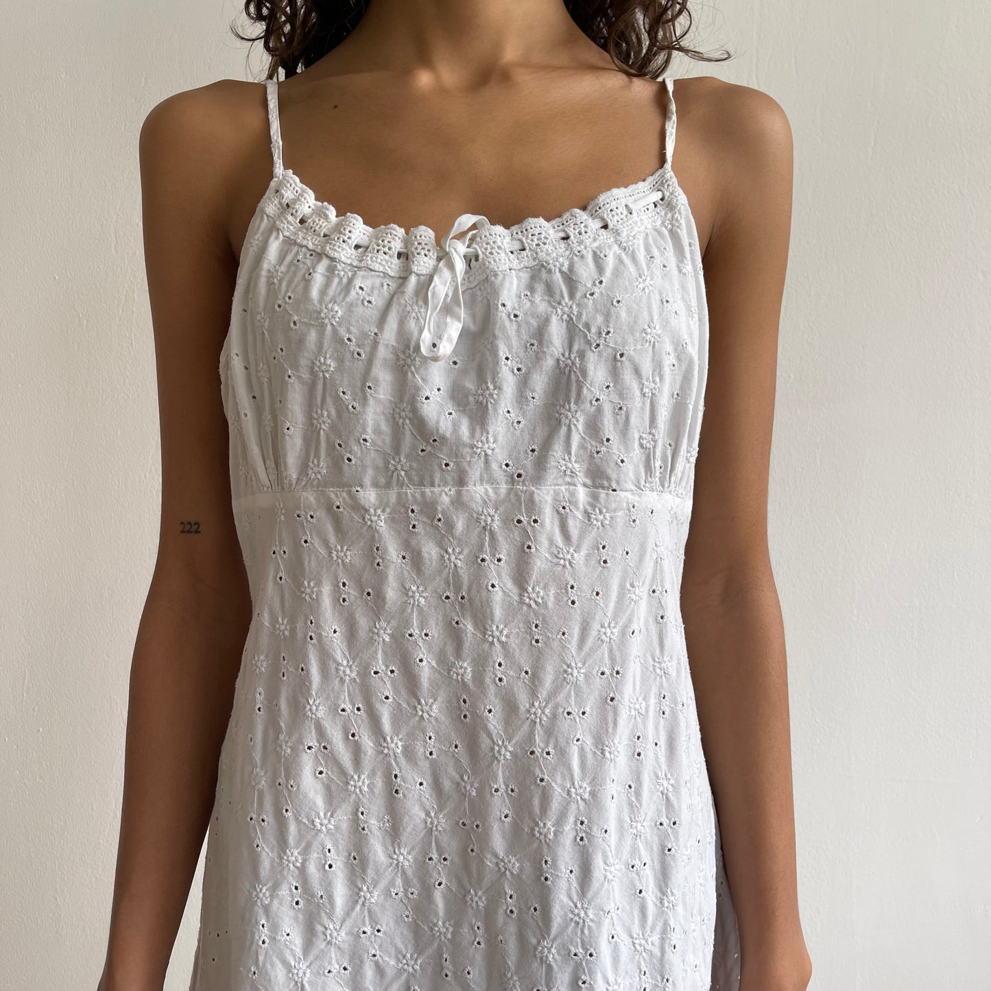 White milkmaid broderie anglaise mini dress - Size M