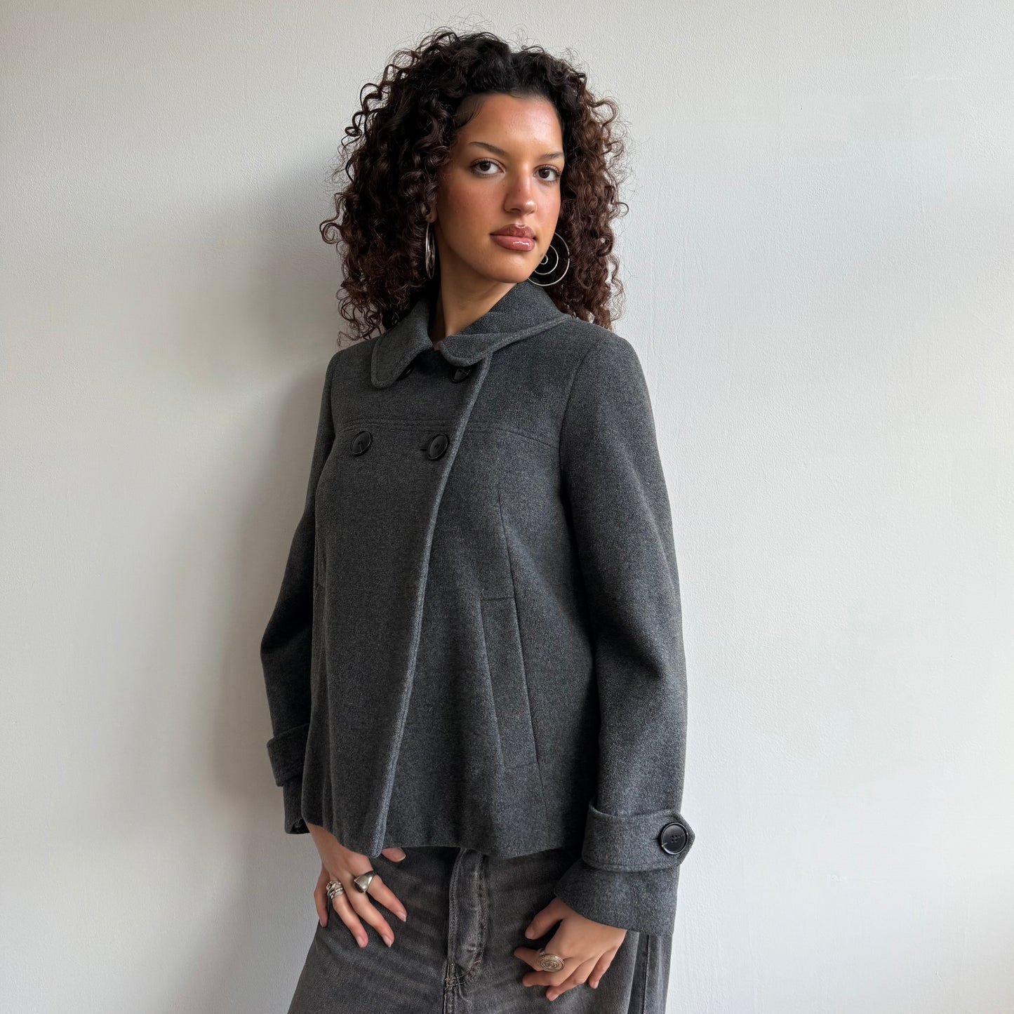 Dark grey peacoat - Size S