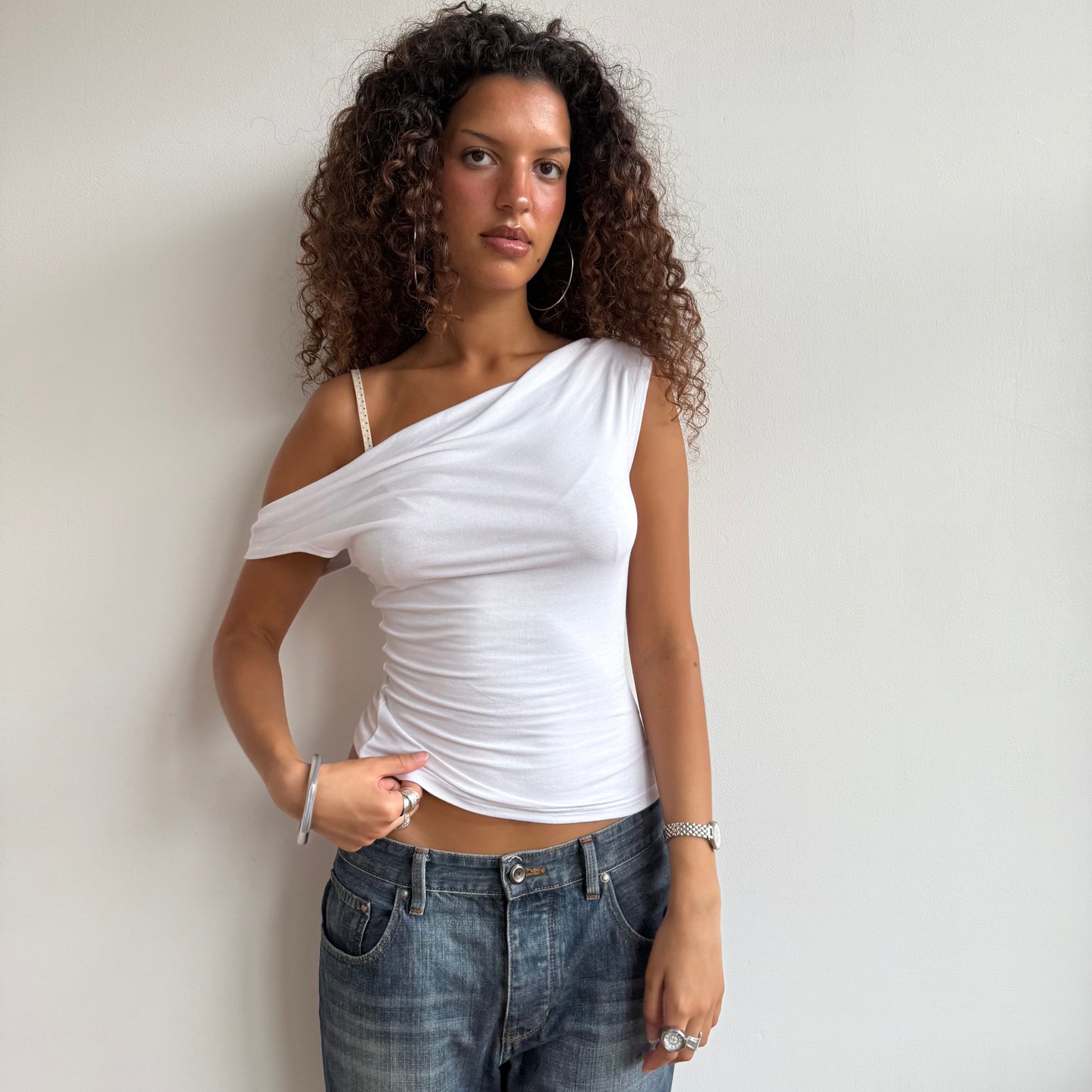 White slouchy top - Size S