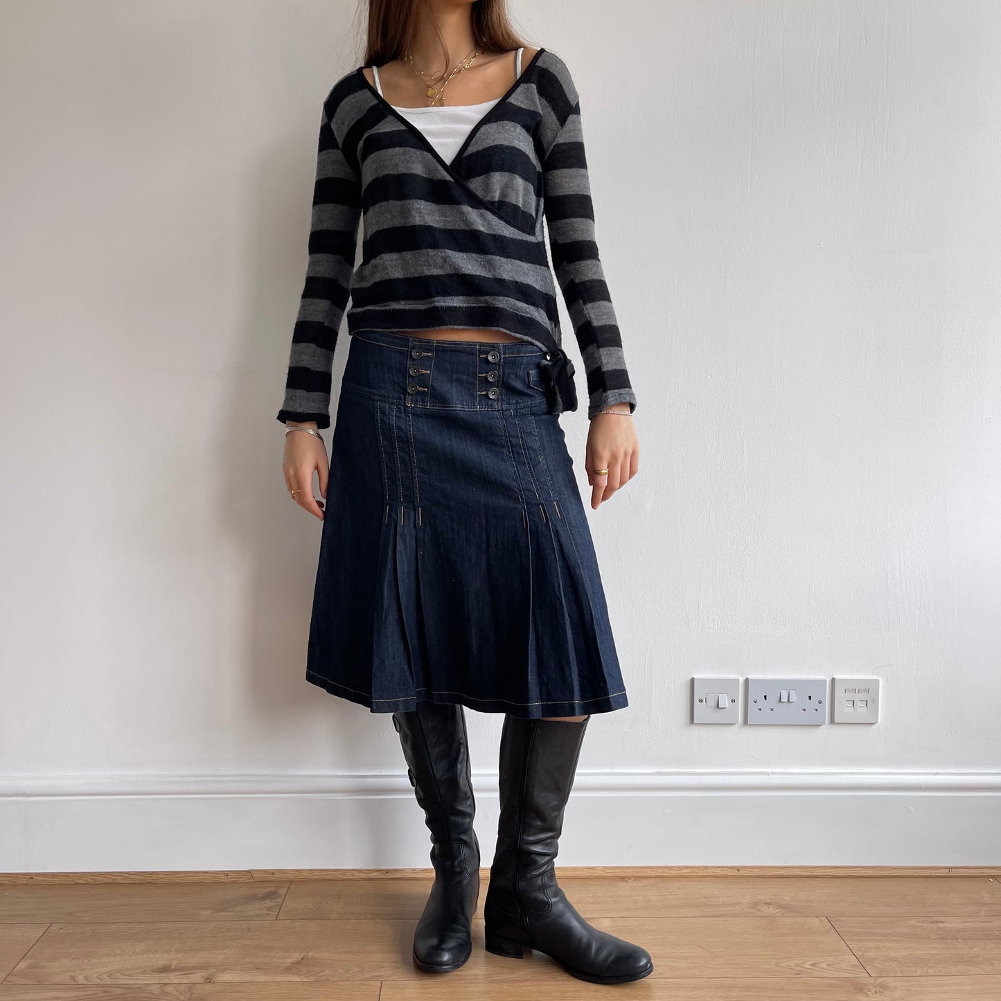 Black grey stripe ballet knit - Size M