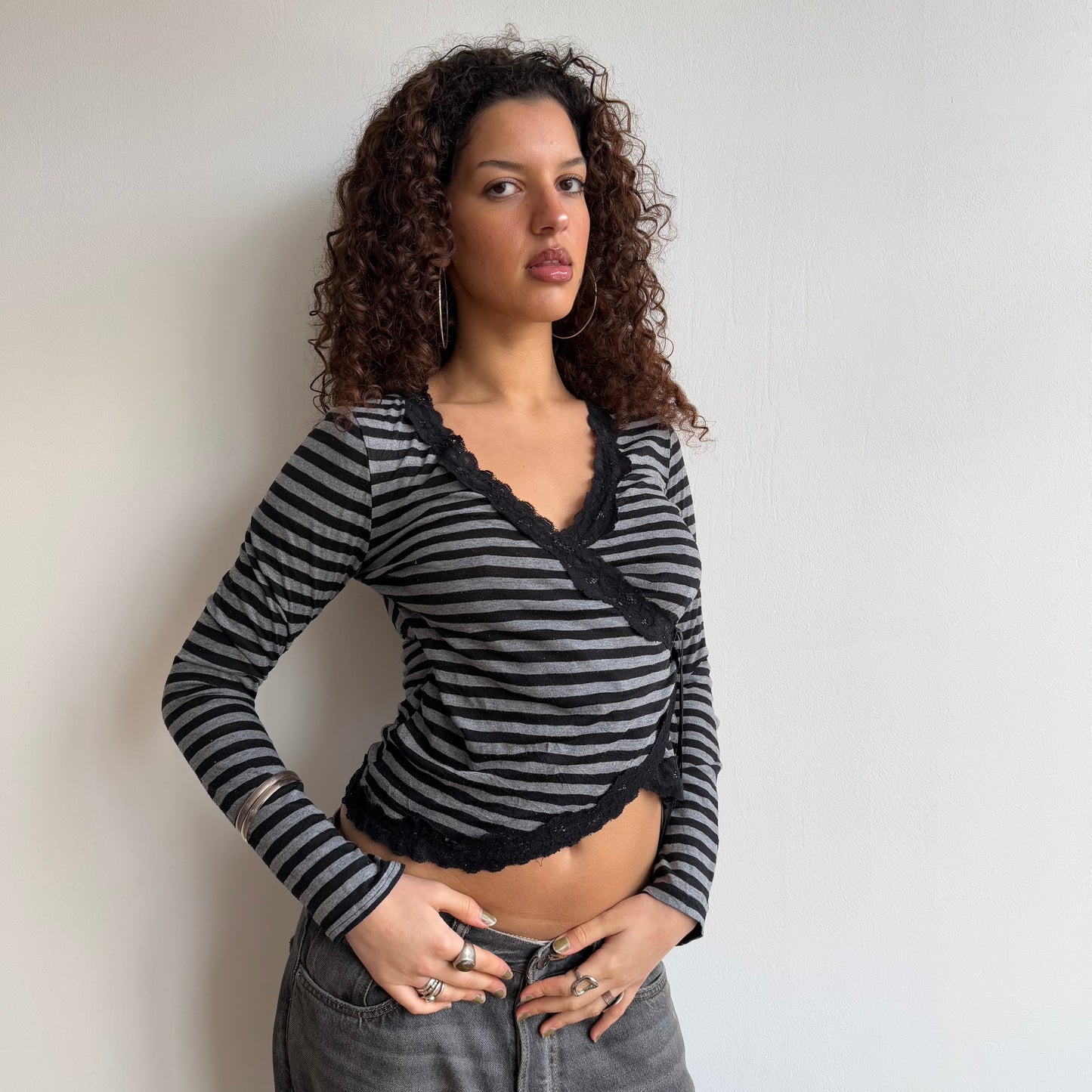 Striped ballet wrap top - Size S
