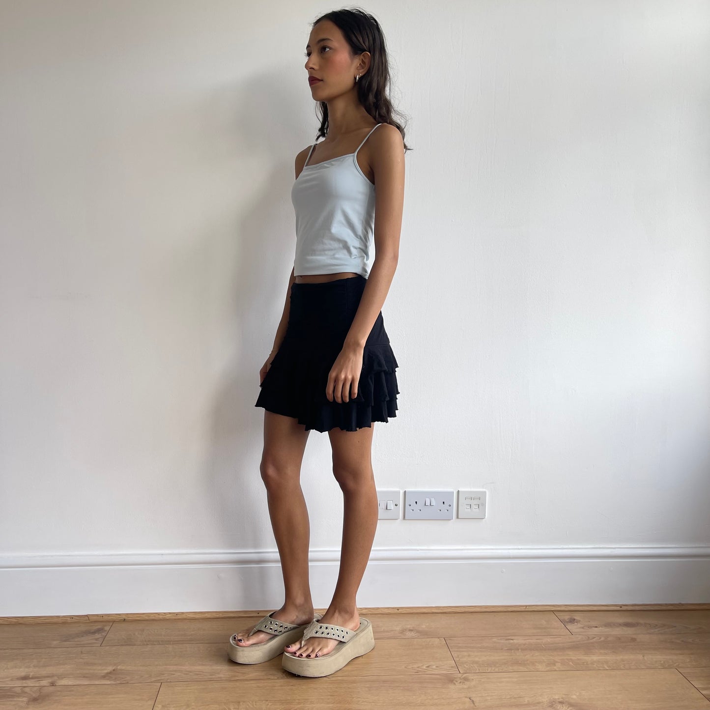 Black ruffle rara mini skirt - Size S