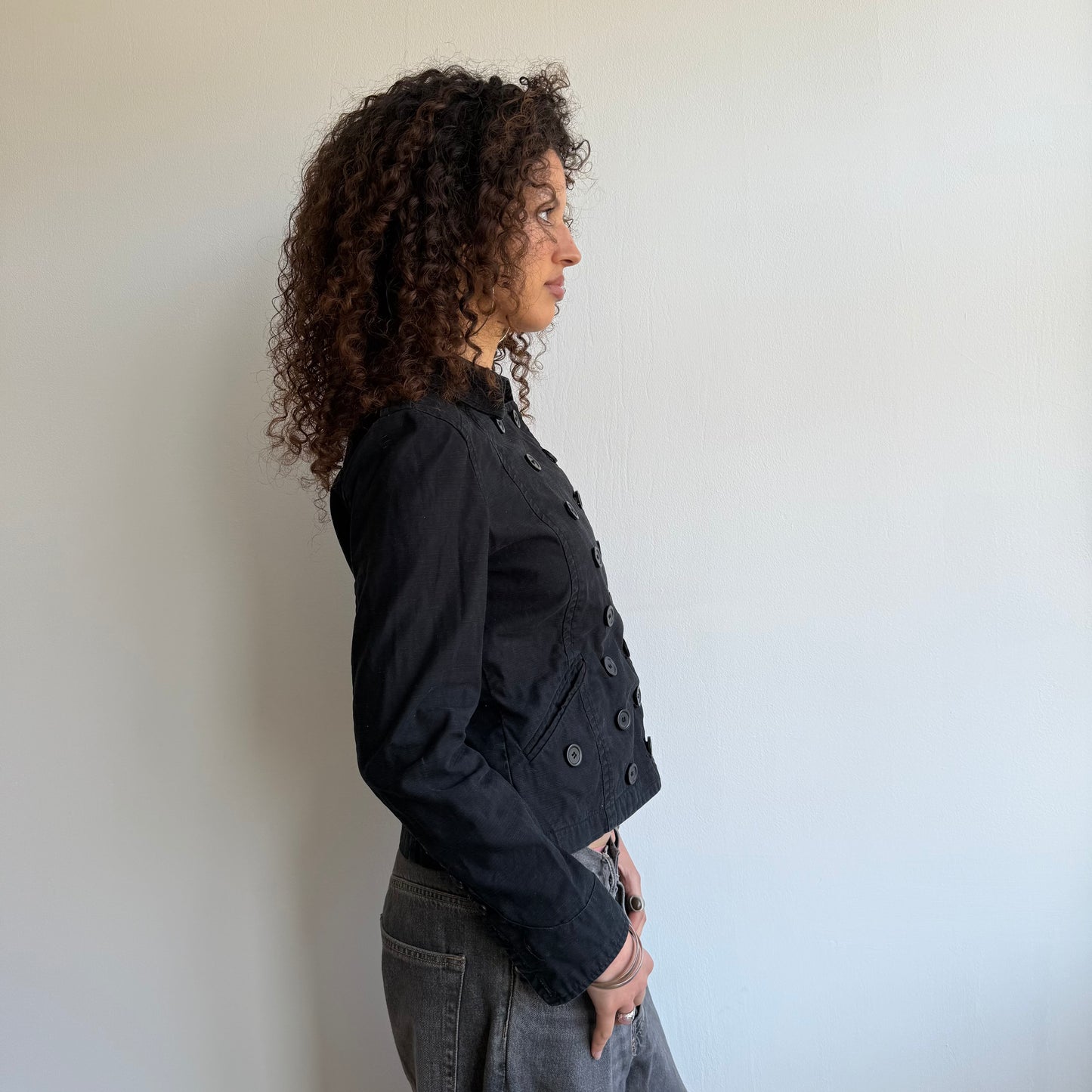 Black double breasted peacoat - Size S/M