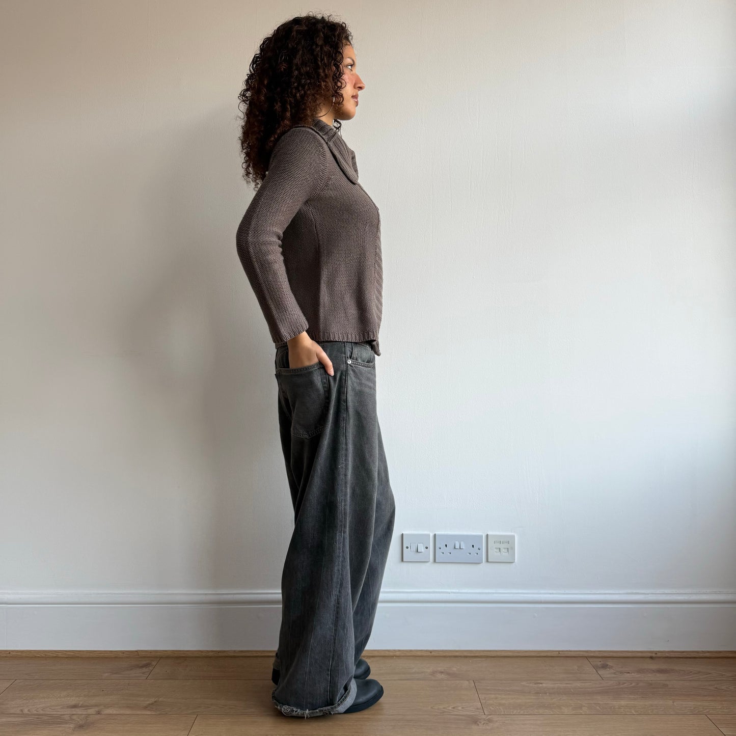 Taupe chunky knit - Size S