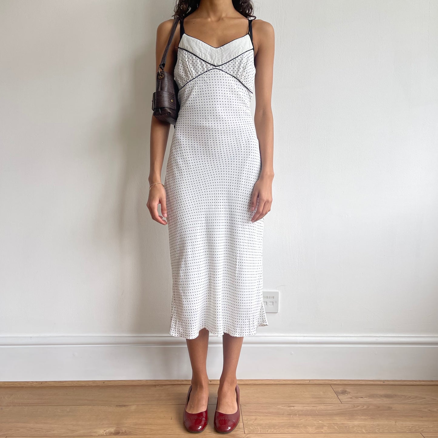 White polka dot midi dress - Size XS/S