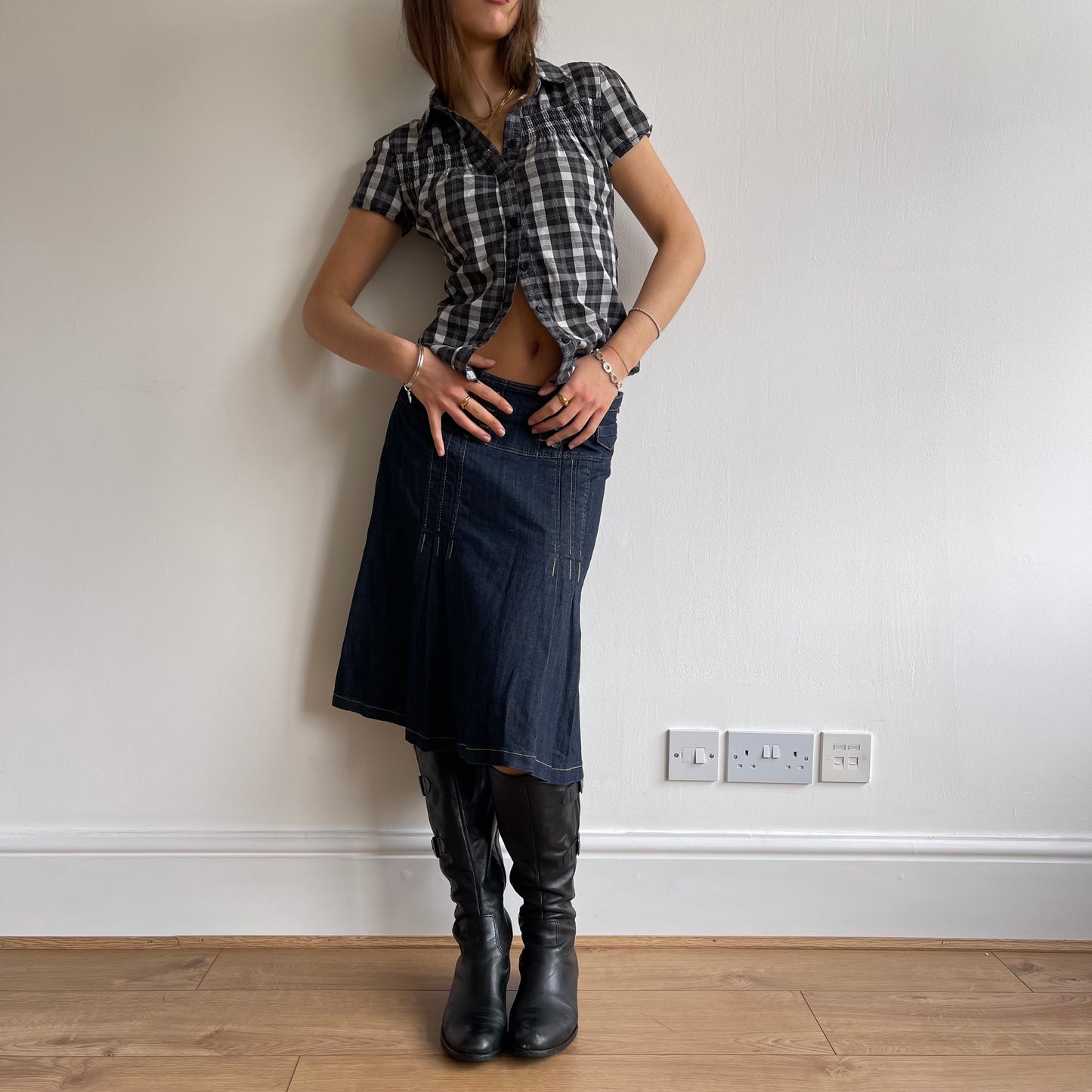 Denim pleat midi skirt - Size S/M