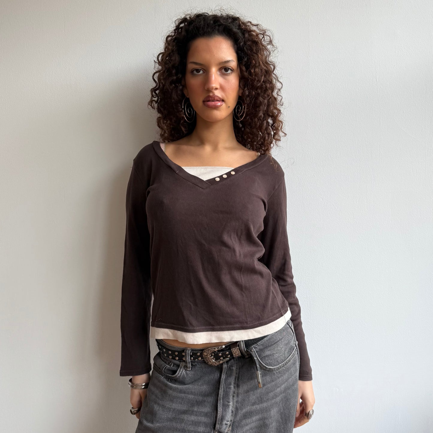 Brown long sleeve top - Size M