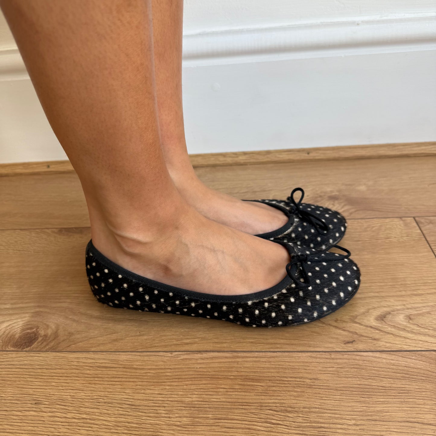 Polka dot pony hair ballet flats - Size 40