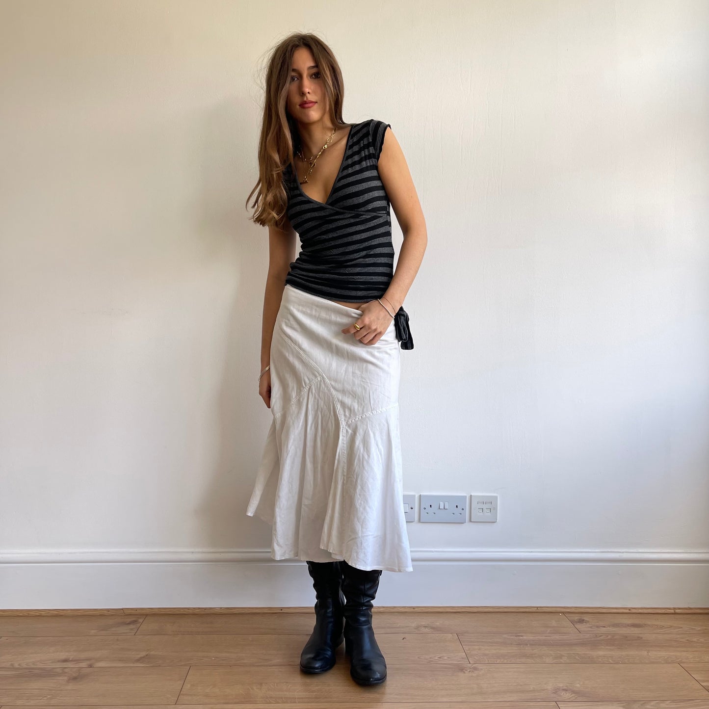 Black grey stripe top - Size S