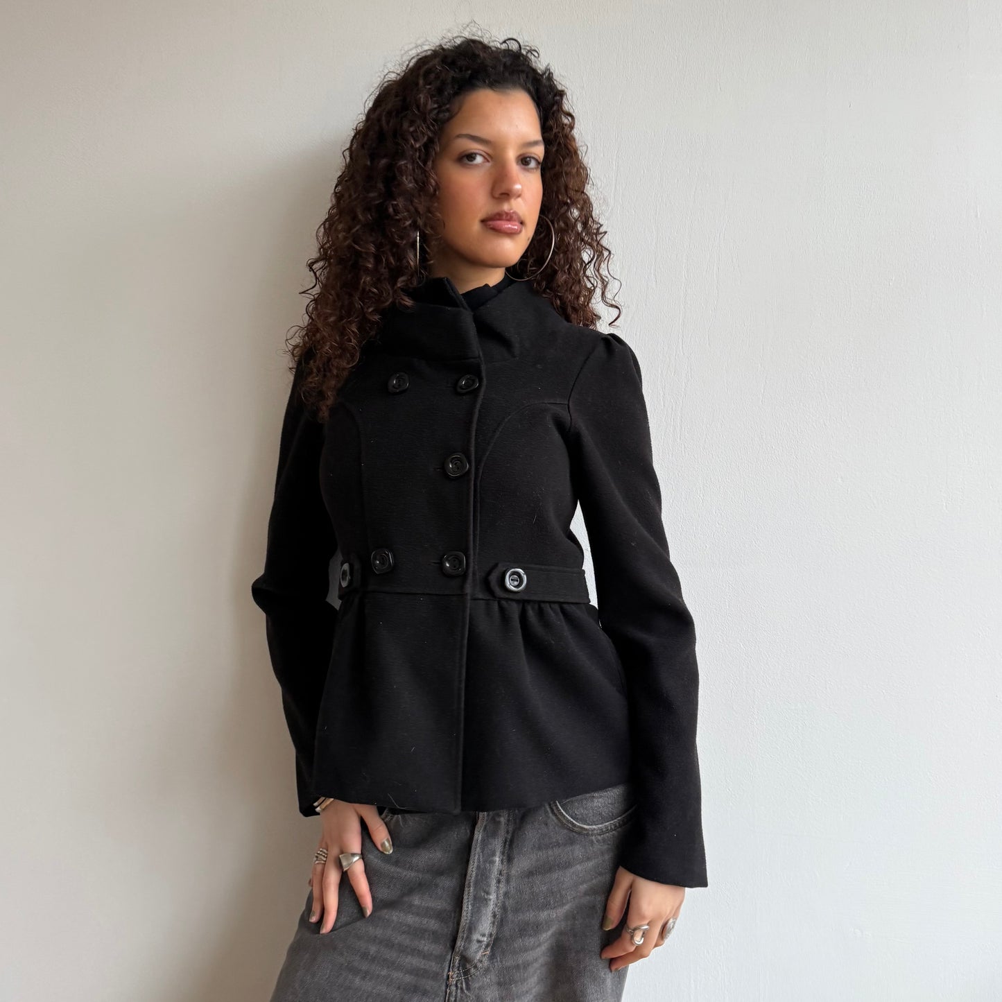 Black button peacoat - Size S