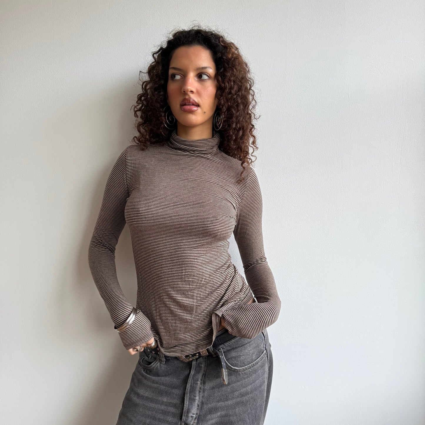 Brown striped roll neck - Size S
